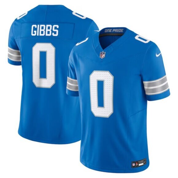 Mens Kids Youths Jahmyr Gibbs Blue Vapor Stitched Jersey - Picture 1 of 1